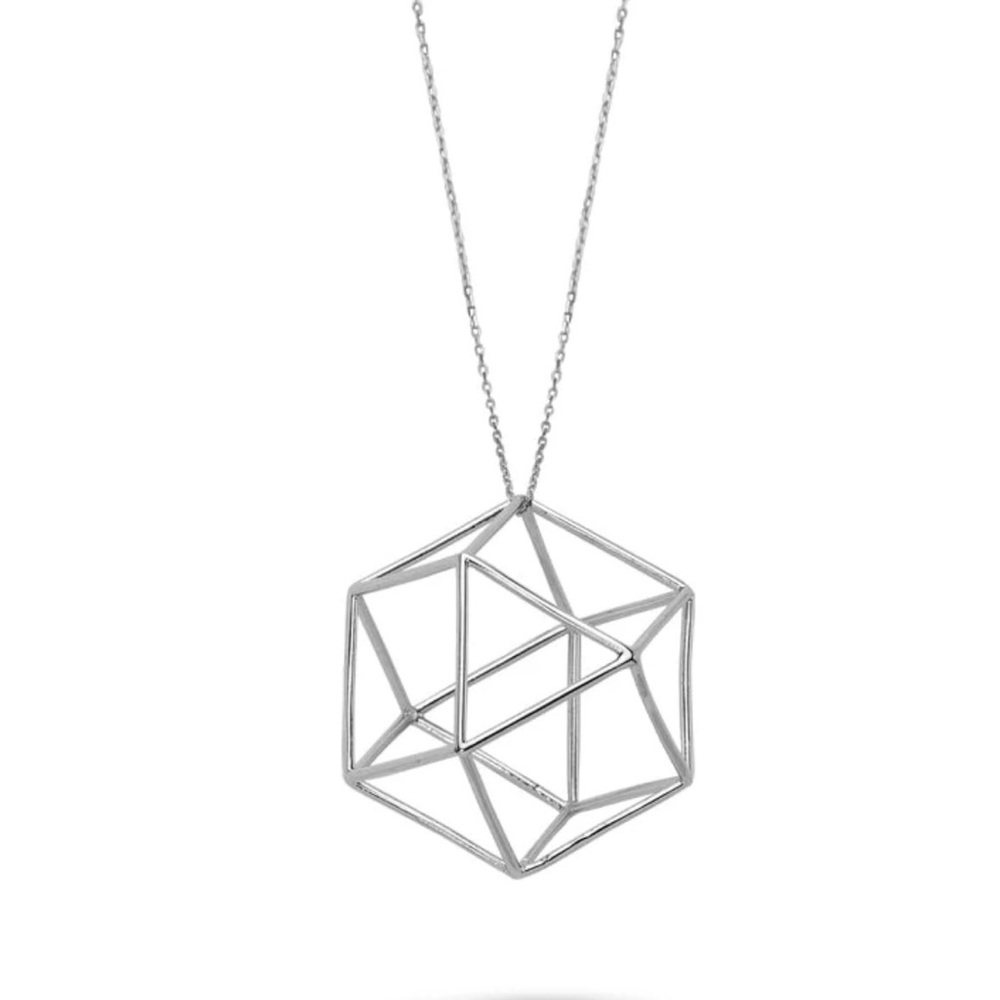 Sterling Silver Geometric Pendant Necklace